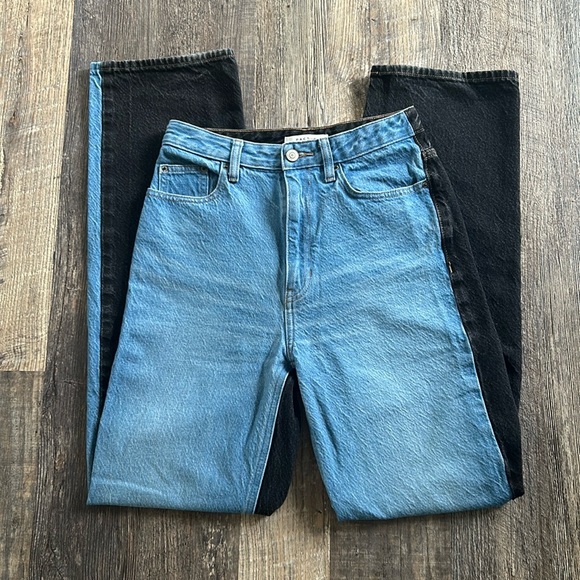 Pacsun Women's 26 Eco Black & Blue Two Tone High Waist Boyfriend Jeans - Picture 5 of 12